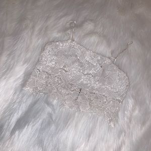 White lace crop top